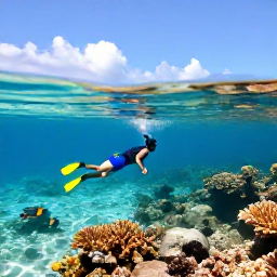 Caribbean Holidays, Cuba in January, Traveller snorkelling in clear Caribbean water near a Cuban beach, with coral, tropical fish and sunshine