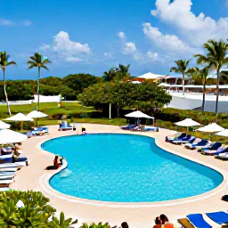 Caribbean Holidays, Cuba in July, Modern all-inclusive resort in Varadero, Cuba, with swimming pool, sun loungers, tropical gardens and guests enjoying a summer holiday