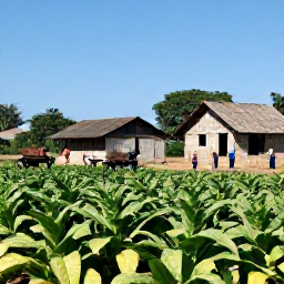 Caribbean Holidays, Cuba in November, A Cuban countryside scene with tobacco fields, ox carts, wooden farm buildings and travellers meeting local farmers under a clear November sky