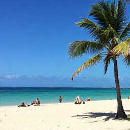 Caribbean Holidays, Cuba in November, A relaxed Cuban coastal scene in November with turquoise water, palm trees and travellers combining beach time with cultural exploration