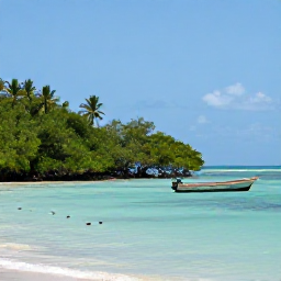 Caribbean Holidays, Cuba in October, A calm Cuban coastline in October with mangroves, turquoise water, colourful birds and a small boat exploring the shallows