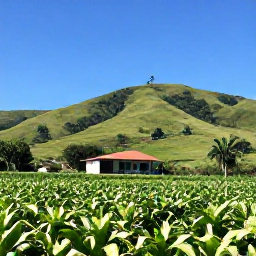 Caribbean Holidays, Cuba in September, Cuban countryside with green hills, tobacco fields and a small luxury guesthouse beneath a clear tropical sky