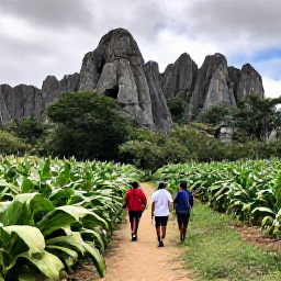 Caribbean Holidays, Cuba in September, Hikers walking through Vi&ntilde;ales Valley in September, limestone mogotes, tobacco fields and tropical greenery
