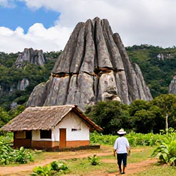 Caribbean Holidays, Cuba Instagram Hotspots, A lush Cuban valley near Vi&ntilde;ales with dramatic limestone mogotes, tobacco fields and a farmer walking beside a traditional farmhouse