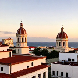 Caribbean Holidays, Cuba Instagram Hotspots, A rooftop terrace overlooking Havana rooftops, domes and the sea at sunset, Cuba