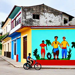 Caribbean Holidays, Cuba Instagram Hotspots, Colourful Cuban street art and painted bicycles in a lively neighbourhood of Havana, with authentic local atmosphere