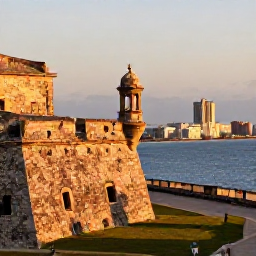 Caribbean Holidays, Cuba Instagram Hotspots, Historic stone fortress overlooking Havana harbour at golden hour, with warm light on the walls and city buildings in the background