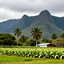 Caribbean Holidays, Cuba Instagram Hotspots, Lush green valley with palm trees, dramatic mountains and a rural tobacco farm near Vi&ntilde;ales, Cuba