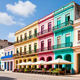 Caribbean Holidays, Cuba Instagram Hotspots, Pastel colonial buildings and colourful balconies surrounding Plaza Vieja in Old Havana, Cuba, with outdoor caf&eacute;s