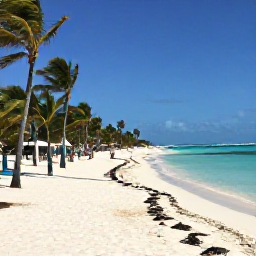Caribbean Holidays, Cuba Instagram Spots, White sandy beach and clear turquoise water at Varadero, Cuba, with palm trees and a beach path