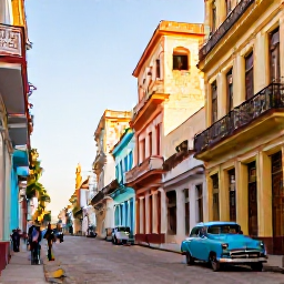 Caribbean Holidays, Cuba January Holidays, Colourful colonial streets in Havana, Cuba, with vintage classic cars, warm winter sunlight and local life