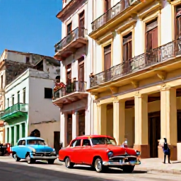 Caribbean Holidays, Cuba January Holidays, Colourful Havana street in January with classic American cars, colonial buildings and local people enjoying the warm winter sunshine