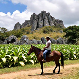 Caribbean Holidays, Cuba January Holidays, Cuban countryside in Vi&ntilde;ales Valley with tobacco fields, limestone mogotes and a local farmer on horseback