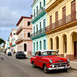 Caribbean Holidays, Cuba January Tours, Sunny Havana street scene in January with colourful vintage cars, colonial buildings and relaxed travellers