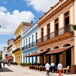 Caribbean Holidays, Cuba January Tours, Visitors walking through Havana's historic Old Town with colourful fa&ccedil;ades, balconies and open-air caf&eacute;s