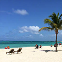 Caribbean Holidays, Cuba January Tours, White sandy beach at Varadero in January with clear turquoise water, palm trees and sun loungers