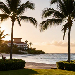 Caribbean Holidays, Cuba Luxury Holidays, Cuban luxury holiday planning scene with elegant resort, tropical beach and warm May sunshine