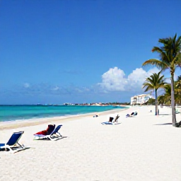 Caribbean Holidays, Cuba Luxury Holidays, Luxury beachfront resort on Varadero with white sand, turquoise water, sun loungers and palm trees under a clear blue sky