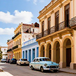 Caribbean Holidays, Cuba Luxury Holidays, Private guided walking tour through colourful Old Havana streets, classic American cars, colonial buildings and musicians in warm winter sunlight