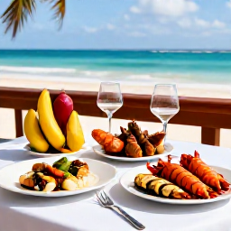 Caribbean Holidays, Cuba Luxury Holidays, Private luxury dining experience in Cuba with fresh seafood, tropical fruit and elegant outdoor table