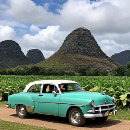 Caribbean Holidays, Cuba Luxury July, Traveller enjoying a private Cuban countryside excursion near Vi&ntilde;ales, with tobacco fields, limestone hills and a classic vintage car