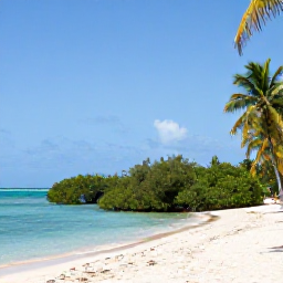 Caribbean Holidays, Cuba Nature Holidays, A calm Cuban beach beside turquoise Caribbean water with mangroves and palm trees in January sunshine
