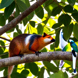 Caribbean Holidays, Cuba Nature Holidays, A colourful Cuban hutia and tropical birds in a protected forest near the coast, with sunlight filtering through green leaves