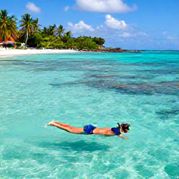 Caribbean Holidays, Cuba Nature Holidays, A colourful Cuban reef and snorkeller swimming above clear turquoise water near a tropical coastline