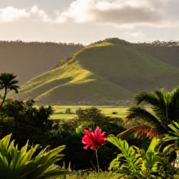 Caribbean Holidays, Cuba Nature Holidays, A lush Cuban countryside landscape in June, with green hills, tropical plants and warm sunlight