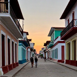 Caribbean Holidays, Cuba Nature Holidays, A relaxed evening in a Cuban town after a day in nature, with travellers enjoying local food and gentle sunset light