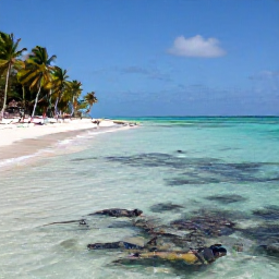 Caribbean Holidays, Cuba Nature Holidays, Clear Caribbean sea beside a quiet Cuban beach with coral reef, palms and snorkellers in shallow water