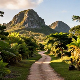 Caribbean Holidays, Cuba Nature Holidays, Lush Cuban countryside with limestone hills, tropical greenery and a winding trail beneath warm Caribbean sunshine