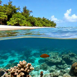 Caribbean Holidays, Cuba Nature Holidays, Quiet Cuban coastline with mangroves, coral reef water and a snorkeller exploring colourful fish beneath the surface