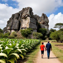 Caribbean Holidays, Cuba Nature Holidays, Travellers walking through Vi&ntilde;ales Valley with tobacco fields, dramatic limestone mogotes and rural Cuban scenery