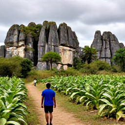 Caribbean Holidays, Cuba Nature Holidays, Visitors hiking through Vi&ntilde;ales Valley in Cuba, surrounded by dramatic limestone mogotes, tobacco fields and tropical vegetation