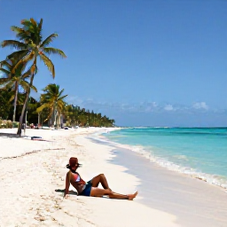 Caribbean Holidays, Cuba Solo Holidays, A solo traveller relaxing on a calm Cuban beach in April, with turquoise Caribbean water, white sand and palm trees