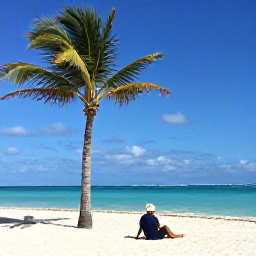 Caribbean Holidays, Cuba Solo Holidays, A solo traveller relaxing on a palm-fringed Varadero beach in November, with turquoise Caribbean water and bright blue sky