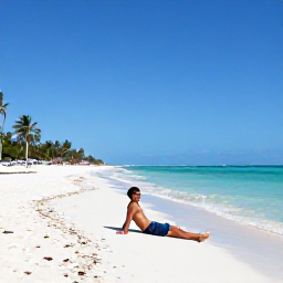 Caribbean Holidays, Cuba Solo Holidays, A solo traveller relaxing on a white sandy beach in Varadero, Cuba, with turquoise water and palm trees