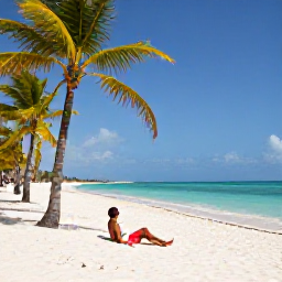 Caribbean Holidays, Cuba Solo Holidays, A solo traveller relaxing on a white sandy beach with turquoise water and palm trees in Varadero, Cuba