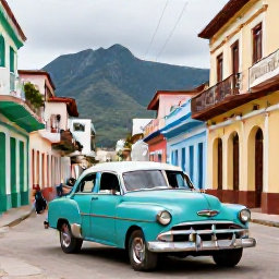 Caribbean Holidays, Cuba Solo Holidays, A solo traveller visiting a colourful Cuban town with vintage cars, mountains and historic streets in the background
