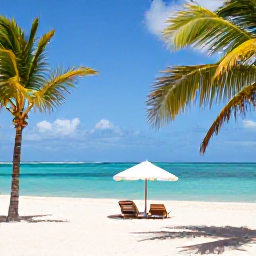 Caribbean Holidays, Cuba Solo Holidays, A warm Cuban beach with turquoise water, white sand, palm trees and a solo traveller relaxing beneath a parasol
