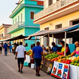 Caribbean Holidays, Cuba Solo Holidays, Colourful Cuban street market with local crafts, fruit and friendly people in warm afternoon light