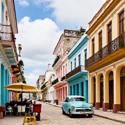Caribbean Holidays, Cuba Solo Holidays, Havana Old Town in January, showing colourful colonial buildings, cobbled streets, outdoor caf&eacute;s and vintage cars