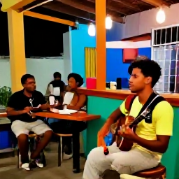 Caribbean Holidays, Cuba Solo Holidays, Solo traveller enjoying Cuban live music in a friendly local bar, with musicians, colourful d&eacute;cor and evening atmosphere