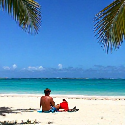 Caribbean Holidays, Cuba Solo Holidays, Solo traveller relaxing on a palm-fringed Cuban beach in August, clear turquoise sea, soft sand and a calm tropical atmosphere