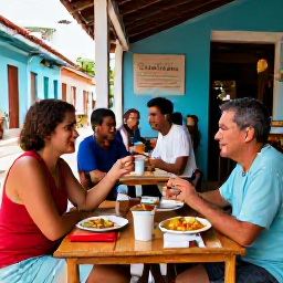 Caribbean Holidays, Cuba Solo Holidays, Solo traveller sampling Cuban food and chatting with locals at a welcoming outdoor restaurant in Trinidad