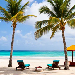 Caribbean Holidays, Cuba Spa Breaks, A peaceful Cuban beach resort spa with palm trees, turquoise sea and a relaxed March morning atmosphere