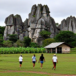 Caribbean Holidays, Cuba Tours February, Travellers walking through a green Cuban valley near Vi&ntilde;ales, with limestone mogotes, tobacco fields and a rural farmhouse