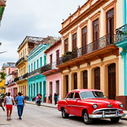 Caribbean Holidays, Cuba Tours July, Travellers exploring the historic streets of Old Havana, admiring colourful facades and vintage American cars