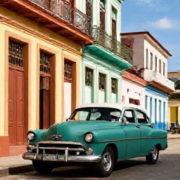 Caribbean Holidays, Cuba Tours September, A vintage American car parked beside colourful colonial architecture in Old Havana during warm September sunshine